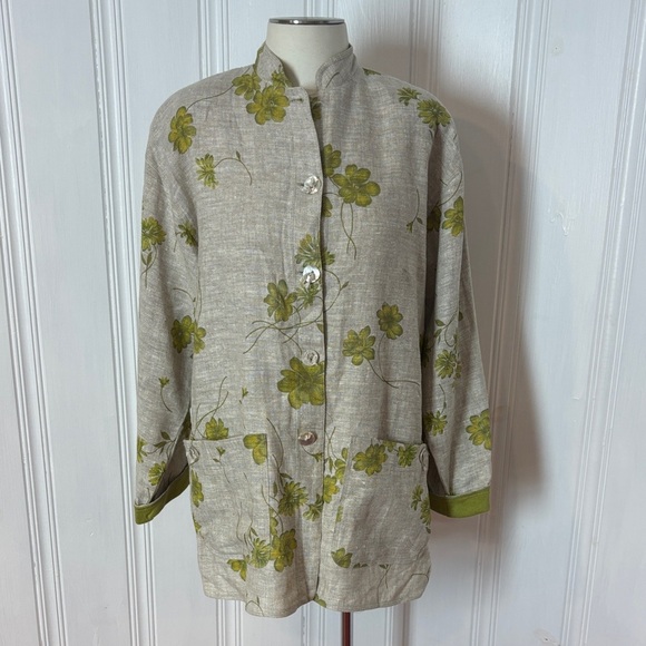 Jackets & Blazers - LYSE SPENARD Floral Linen Blazer Jacket - Size Medium